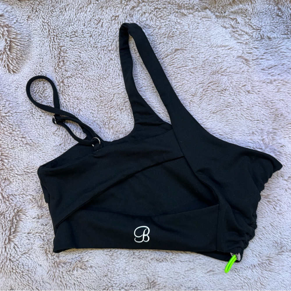 Bombshell Sportswear Small Black with Lime Geen toggle Lateral Scrunch top